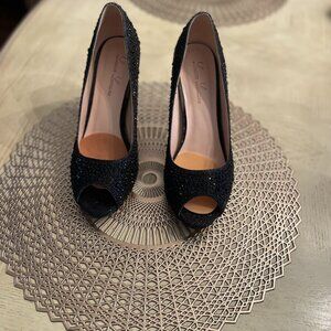 Lauren Lorraine Black Sparkle Rhinestone Shoes